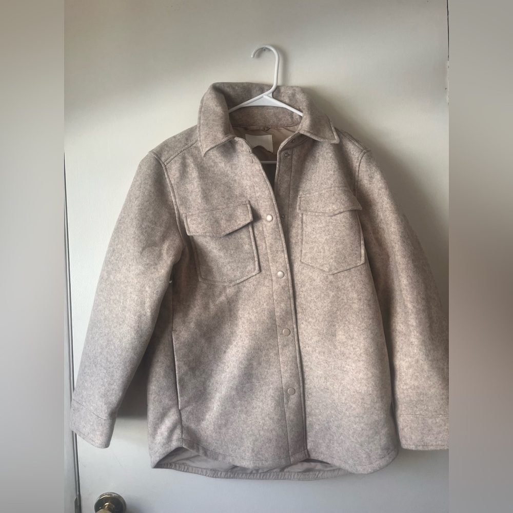 H&M Women's Cream Collared Button Up Jacket OS